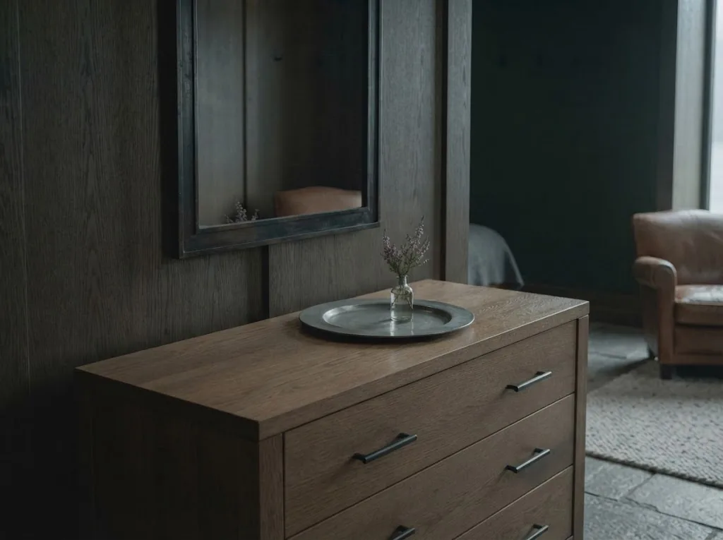 Artist's impression of the chest of drawers and mirror in the Counsel Room